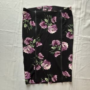 Floral Black Pencil Skirt